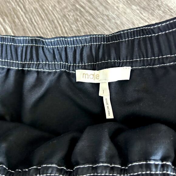 NWOT Maje Relera Black Off-Shoulder Zip Midi‎ Dress Size Small (1) Smocked Waist - Picture 10 of 15